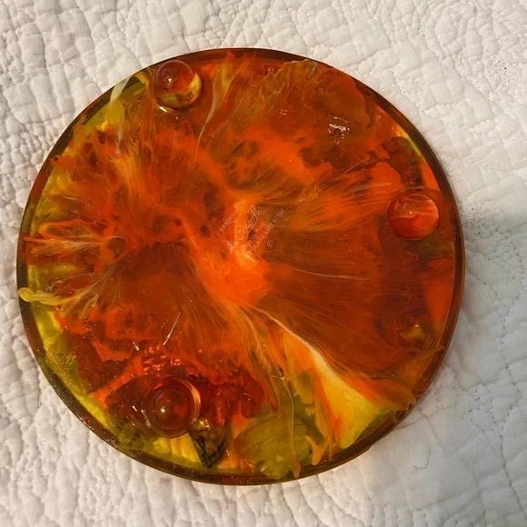 Vintage Colorflo Abalone Shell Trivet-Glasslike Resin - Picture 2 of 6